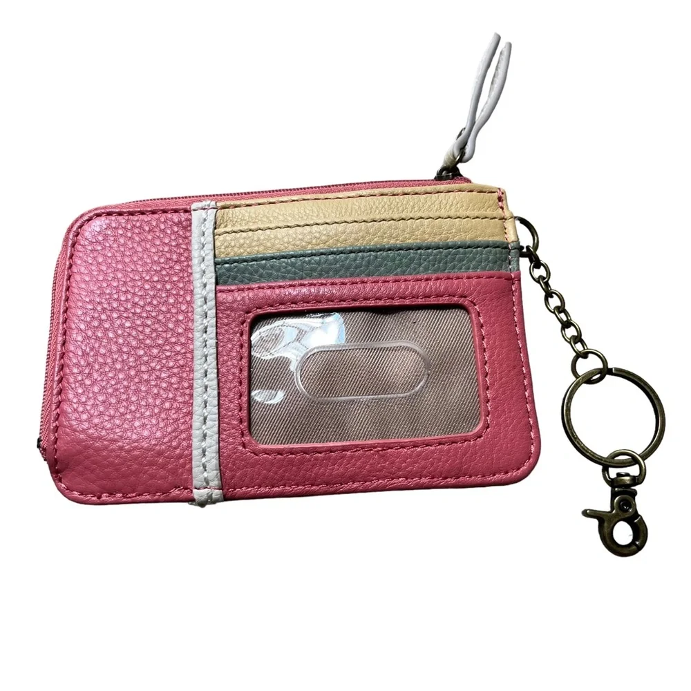 The Sak Leather Key Ring Mini Wallet Pink